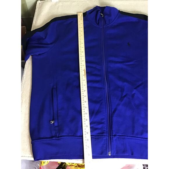Ralph Lauren Polo Mens Mock Neck Zip up Sweat Jacket Sz. XL Blue/Black EUC - Picture 5 of 11